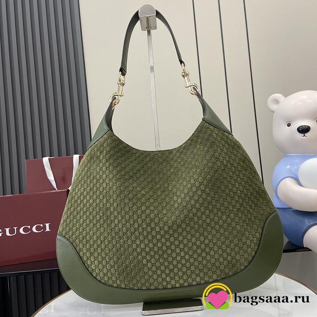 Bagsaaa Gucci B medium shoulder bag 815924 dark green suede - 49 x 46 x 4cm - 1