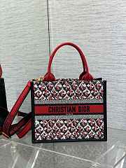 Bagsaaa Dioramour Small Dior Book Tote Red Dior Lily of the Valley Embroidery with Black Calfskin - 26.5 x 22 x 14 cm - 1