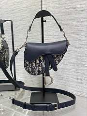 Bagsaaa Dior Mini Saddle Bag with Strap Blue Dior Oblique Jacquard and Smooth Calfskin - 19 x 15 x 6 cm - 1