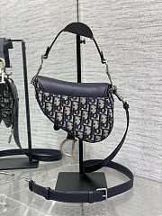 Bagsaaa Dior Mini Saddle Bag with Strap Blue Dior Oblique Jacquard and Smooth Calfskin - 19 x 15 x 6 cm - 2