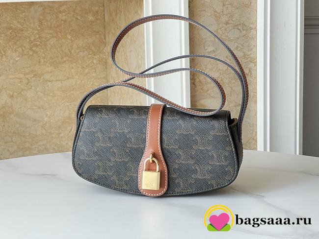 Bagsaaa Celine Clutch On Strap Tabou In Triomphe Canvas and Calfskin Black - 18.5 x 9.5 x 5 CM - 1