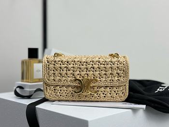 Bagsaaa Celine Chain Shoulder Bag Claude In Raffia Effect Textile - 20.5 x 11.5 x 4 CM