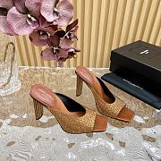 Bagsaaa YSL Sept Mules In Satin Crepe And Rhinestones Brown 11 CM - 1