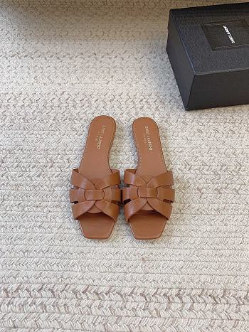 Bagsaaa YSL Tribute Mules In Smooth Leather Brown