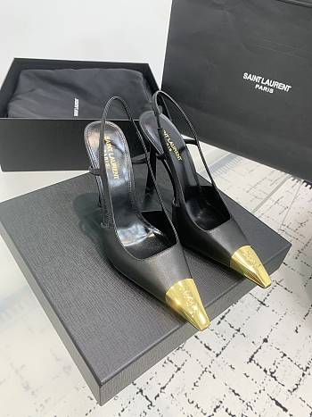 Bagsaaa YSL Jeanne slingback pumps in smooth leather black & gold 11cm