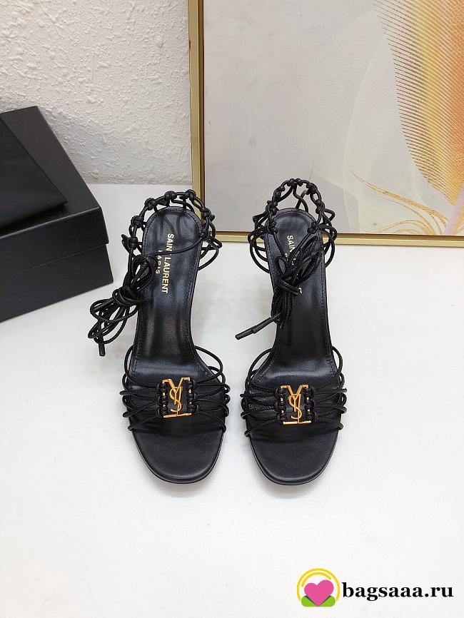 Bagsaaa YSL Babylone Sandals In Smooth Leather Black 9cm - 1