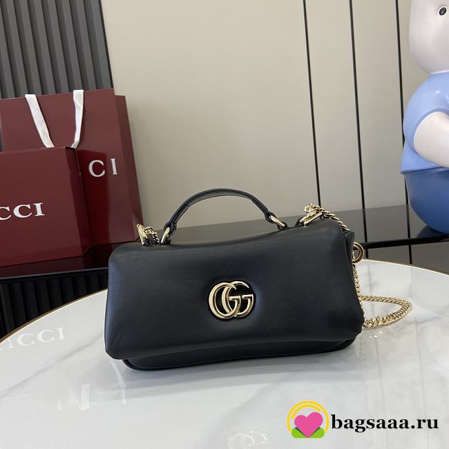 Bagsaaa Gucci GG Milano Mini Top Handle Bag 806017 Black Leather - 21 x 12.5 x 4.5cm - 1