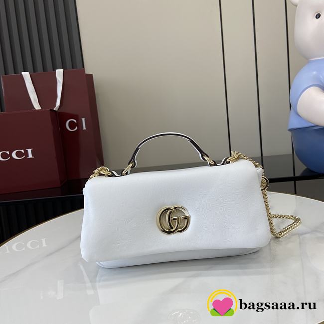 Bagsaaa Gucci GG Milano Mini Top Handle Bag 806017 White Leather - 21 x 12.5 x 4.5cm - 1