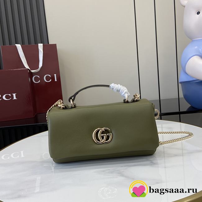 Bagsaaa Gucci GG Milano Mini Top Handle Bag 806017 Olive Green - 21 x 12.5 x 4.5cm - 1