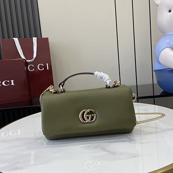 Bagsaaa Gucci GG Milano Mini Top Handle Bag 806017 Olive Green - 21 x 12.5 x 4.5cm