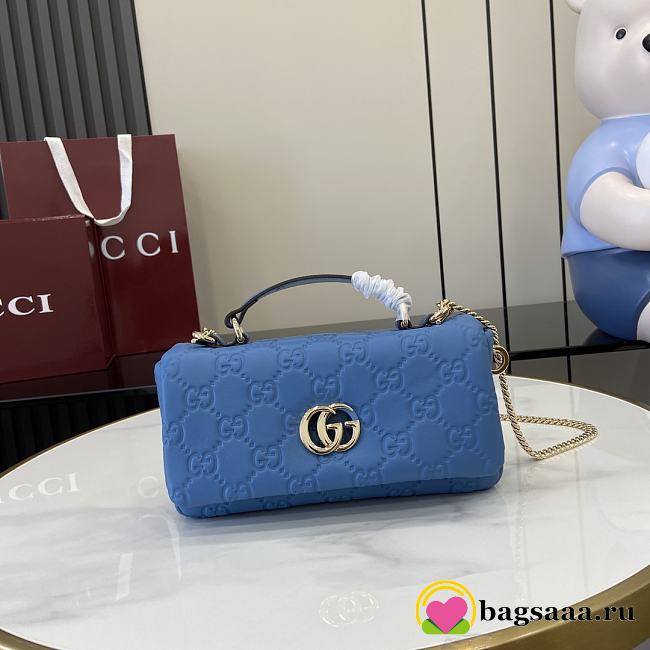 Bagsaaa Gucci GG Milano Mini Top Handle Bag 806017 Blue GG - 21 x 12.5 x 4.5cm - 1