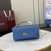 Bagsaaa Gucci GG Milano Mini Top Handle Bag 806017 Blue GG - 21 x 12.5 x 4.5cm - 1