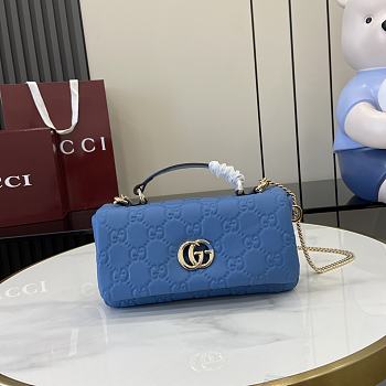 Bagsaaa Gucci GG Milano Mini Top Handle Bag 806017 Blue GG - 21 x 12.5 x 4.5cm