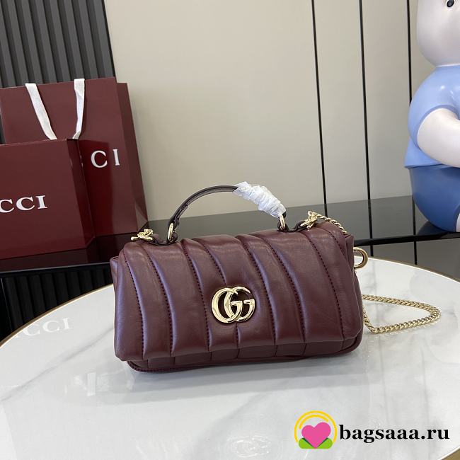 Bagsaaa Gucci GG Milano Mini Top Handle Bag 806017 Red - 21 x 12.5 x 4.5cm - 1