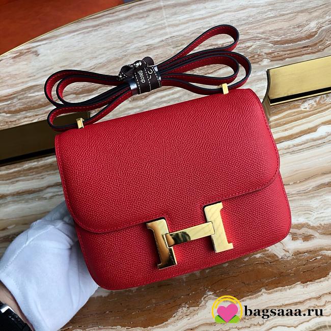 Bagsaaa Hermes Constance Bag In Red & Gold Hardware - 19cm - 1