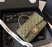 Bagsaaa Chanel Mini Flap Bag with Top Handle gold-tone metal olive green - 21cm - 1