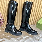 Bagsaaa Gucci Women's slim Horsebit boot black shiny leather 805310 - 3