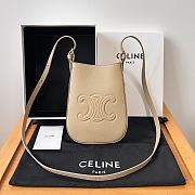 Bagsaaa Celine Phone Pouch Heloise In Supple Calfskin Beige - 15 x 19.2 x 3 CM - 1