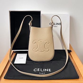 Bagsaaa Celine Phone Pouch Heloise In Supple Calfskin Beige - 15 x 19.2 x 3 CM