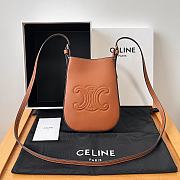 Bagsaaa Celine Phone Pouch Heloise In Supple Calfskin Brown - 15 x 19.2 x 3 CM - 1