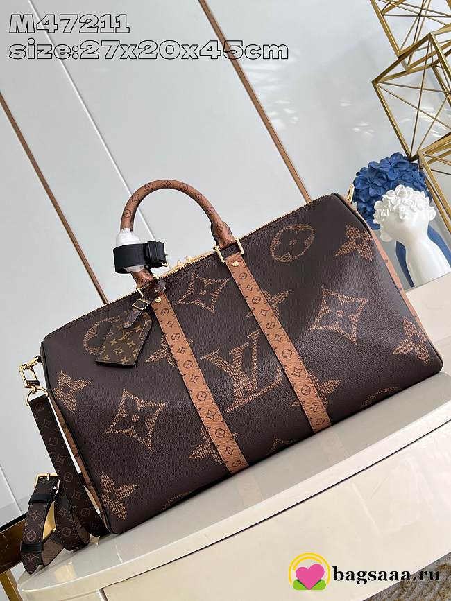 Bagsaaa Louis Vuitton M47211 Keepall Bandoulière 45 Monogram - 27 x 20 x 45 cm - 1