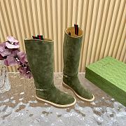 Bagsaaa Gucci Women's slim Horsebit boot green suede - 4