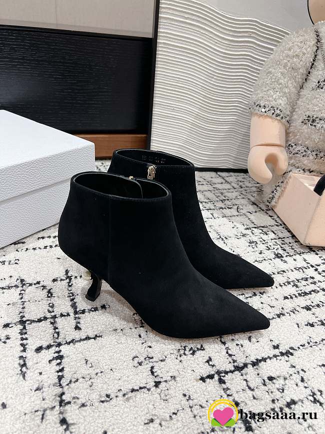 Bagsaaa Dior Tribales Heeled Ankle Boot Black Suede Goatskin - 1