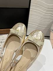 Bagsaaa Dior Ballet Slingback Pump Gold-Tone Laminated Lambskin with Quilted Cannage Motif 3cm - 4