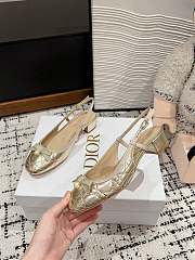 Bagsaaa Dior Ballet Slingback Pump Gold-Tone Laminated Lambskin with Quilted Cannage Motif 3cm - 3