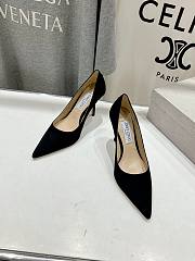 Bagsaaa Jimmy Choo Love 85 Black Suede Pointed Pumps with JC Emblem - 2