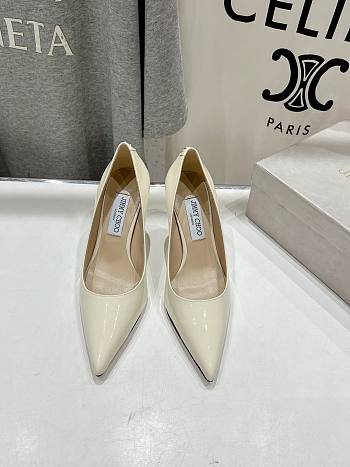 Bagsaaa Jimmy Choo Love 85 Latte Patent Leather Pumps with JC Emblem