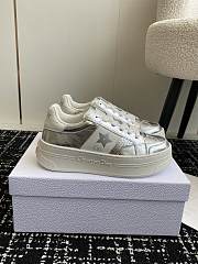 Bagsaaa Dior Star Platform Sneaker Silver-Tone Crinkled-Effect Lambskin and White Calfskin - 1