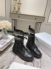 Bagsaaa Dior D-Major Ankle Boot Black and White Cannage Tweed and Black Calfskin - 1