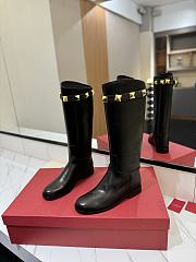 Bagsaaa Valentino Calfskin Leather Roman Stud Boot Black - 2