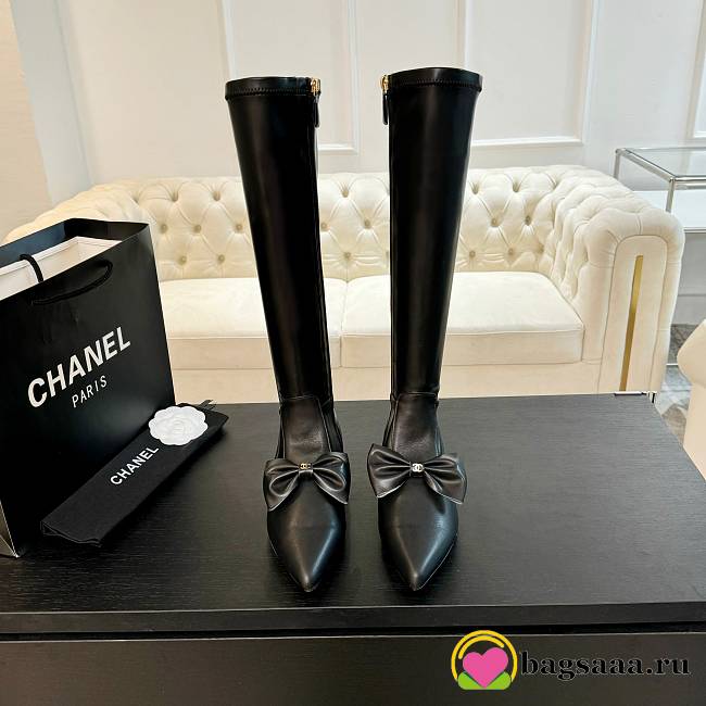 Bagsaaa Chanel High Boots Black Lambskin G45911 - 1