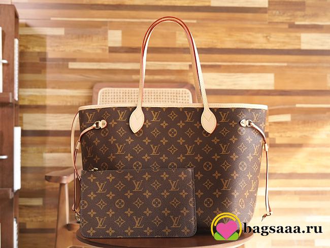 Bagsaaa Louis Vuitton M46975 Neverfull MM Tote Bag Beige Inside - 31 x 28 x 14 cm - 1