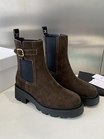 Bagsaaa Celine Triomphe Rangers Chelsea Boot In Suede Calfskin Dark Brown