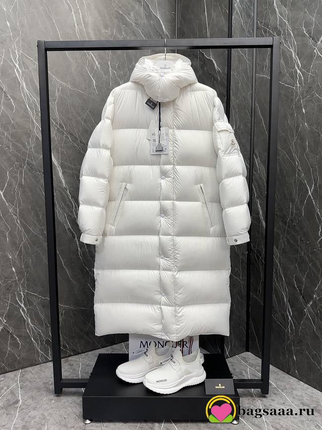 Bagsaaa Moncler Hanoverian Hooded Long Down Jacket White - 1