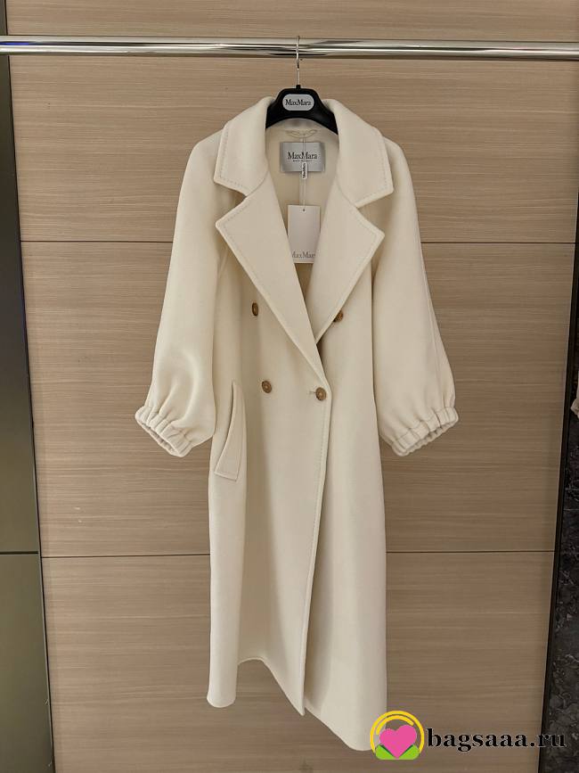 Bagsaaa Max Mara Zaffo cashmere double breasted long coat white - 1