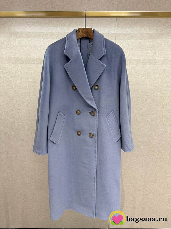 Bagsaaa Max Mara Blue Madame Wool And Cashmere Long Belted Coat - 1