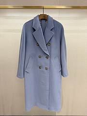 Bagsaaa Max Mara Blue Madame Wool And Cashmere Long Belted Coat - 1