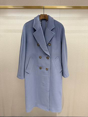 Bagsaaa Max Mara Blue Madame Wool And Cashmere Long Belted Coat