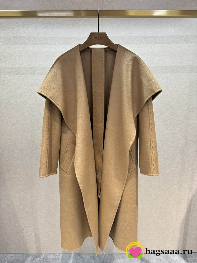 Bagsaaa Max Mara Rienza V-neck cashmere coat light brown - 1