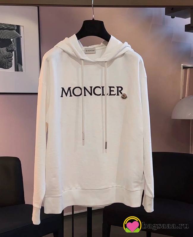 Bagsaaa Moncler Embroidered Logo Hoodie White - 1