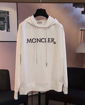 Bagsaaa Moncler Embroidered Logo Hoodie White