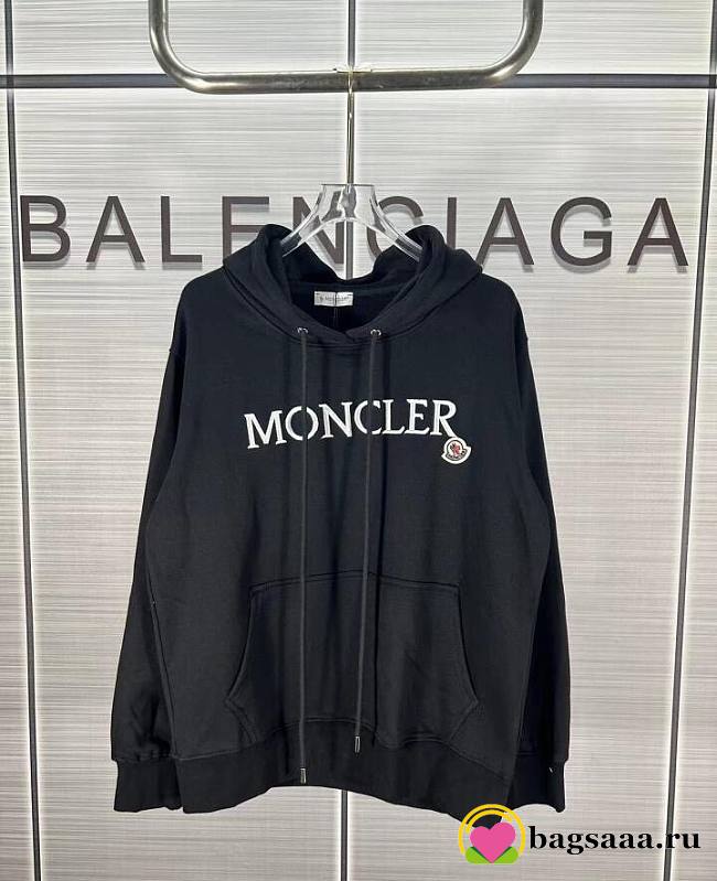 Bagsaaa Moncler Embroidered Logo Hoodie Black - 1