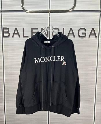 Bagsaaa Moncler Embroidered Logo Hoodie Black