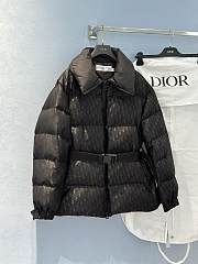 Bagsaaa DiorAlps Belted Puffer Jacket Black Quilted Technical Taffeta Jacquard with Dior Oblique Motif - 1