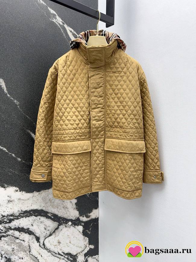 Bagsaaa Burberry Check Hood Quilted Nylon Jacket Beige - 1