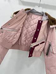 Bagsaaa Louis Vuitton Hooded Cropped Utility Bomber Jacket Pink - 2